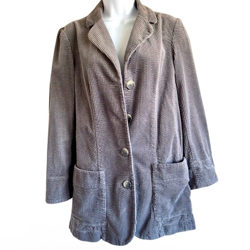 J Jill Gray Corduroy Blazer Notched Lapel XS 100% cotton Academia Lagenlook